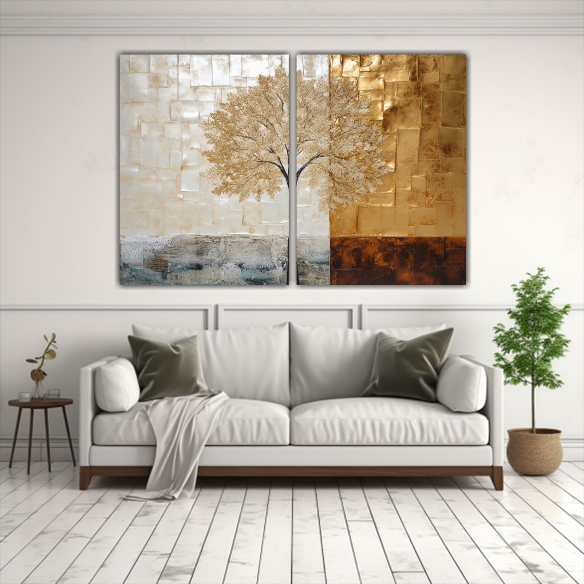 GENERICO - Obra Abstracta Moderna De Dos Telas En Bastidor 100x75 Cm