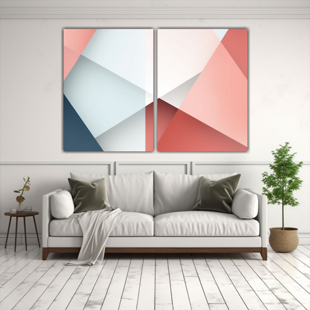 GENERICO - Díptico Tonos Adorno Abstracto Minimalista En 100x75 Cm