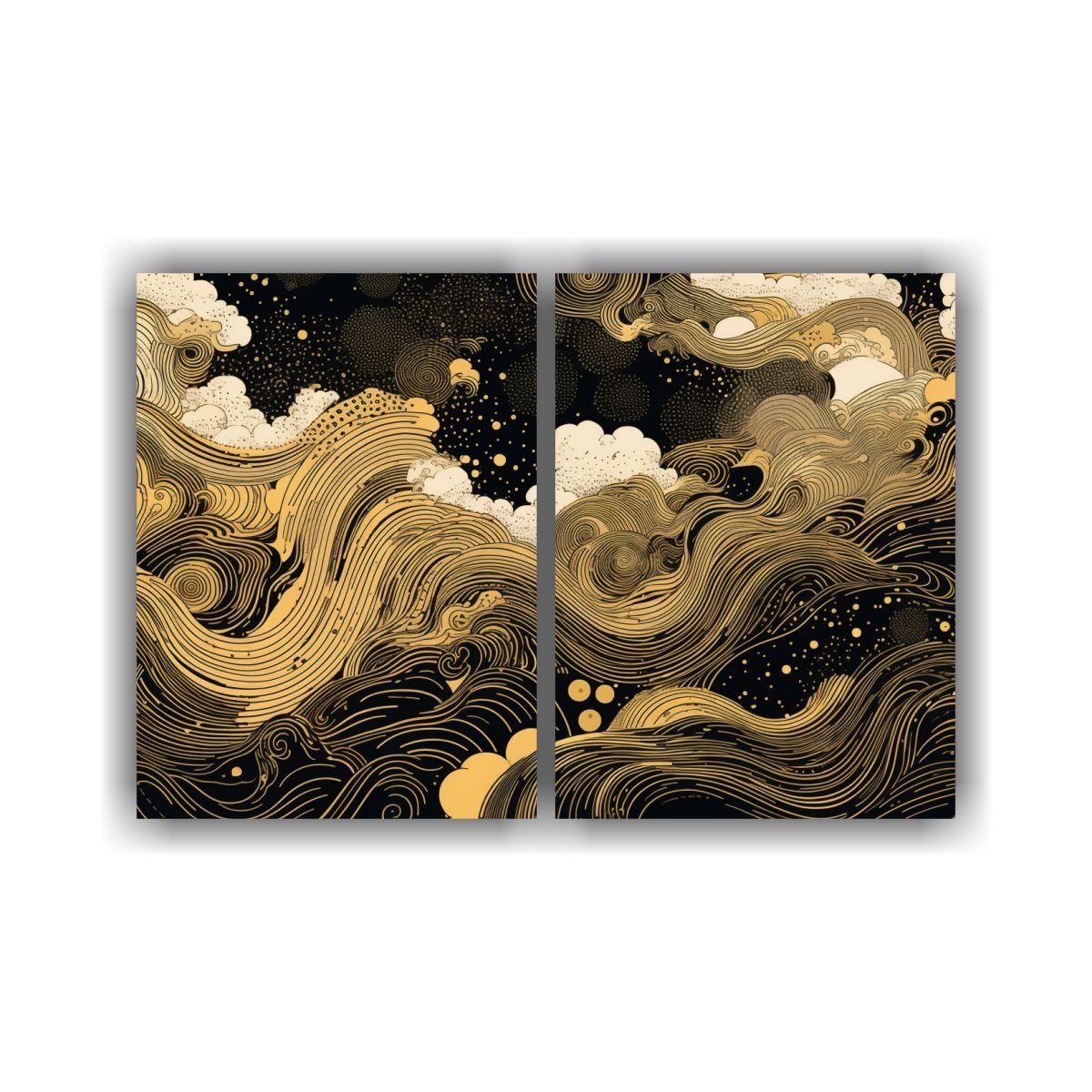 GENERICO - Pinturas Decorativas Abstractas En Negro Y 100x75 Cm