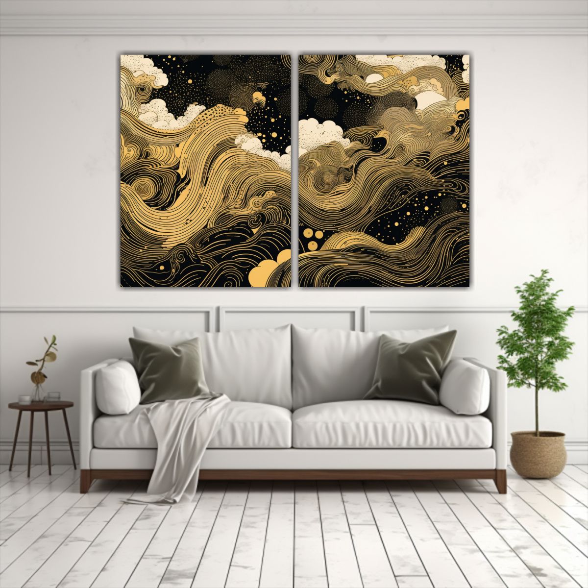 GENERICO - Pinturas Decorativas Abstractas En Negro Y 100x75 Cm