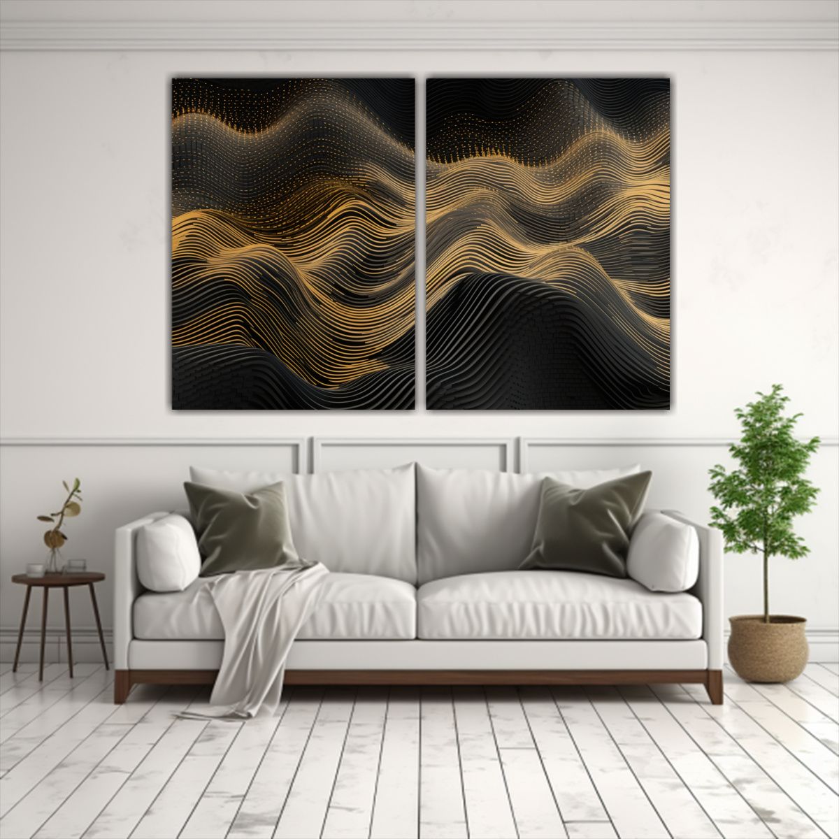 GENERICO - Cuadros Galería Simétricos Ondas Musicales En 100x75 Cm