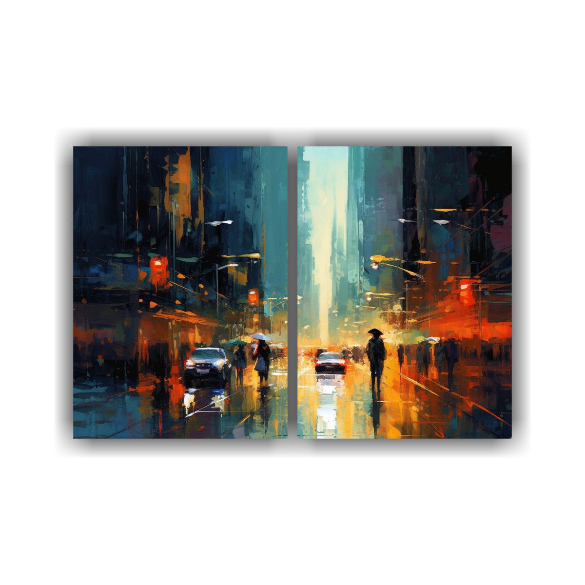 GENERICO - Cuadros Urbanos Nocturnos Con Luces Neón Y 100x65 Cm