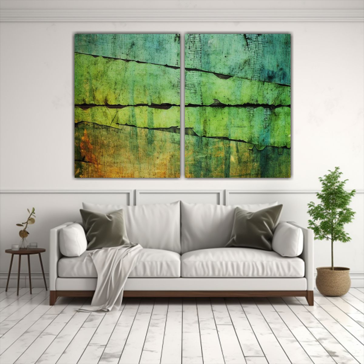 GENERICO - Pinturas Decorativas Con Estructura Verde Grunge 100x75 Cm