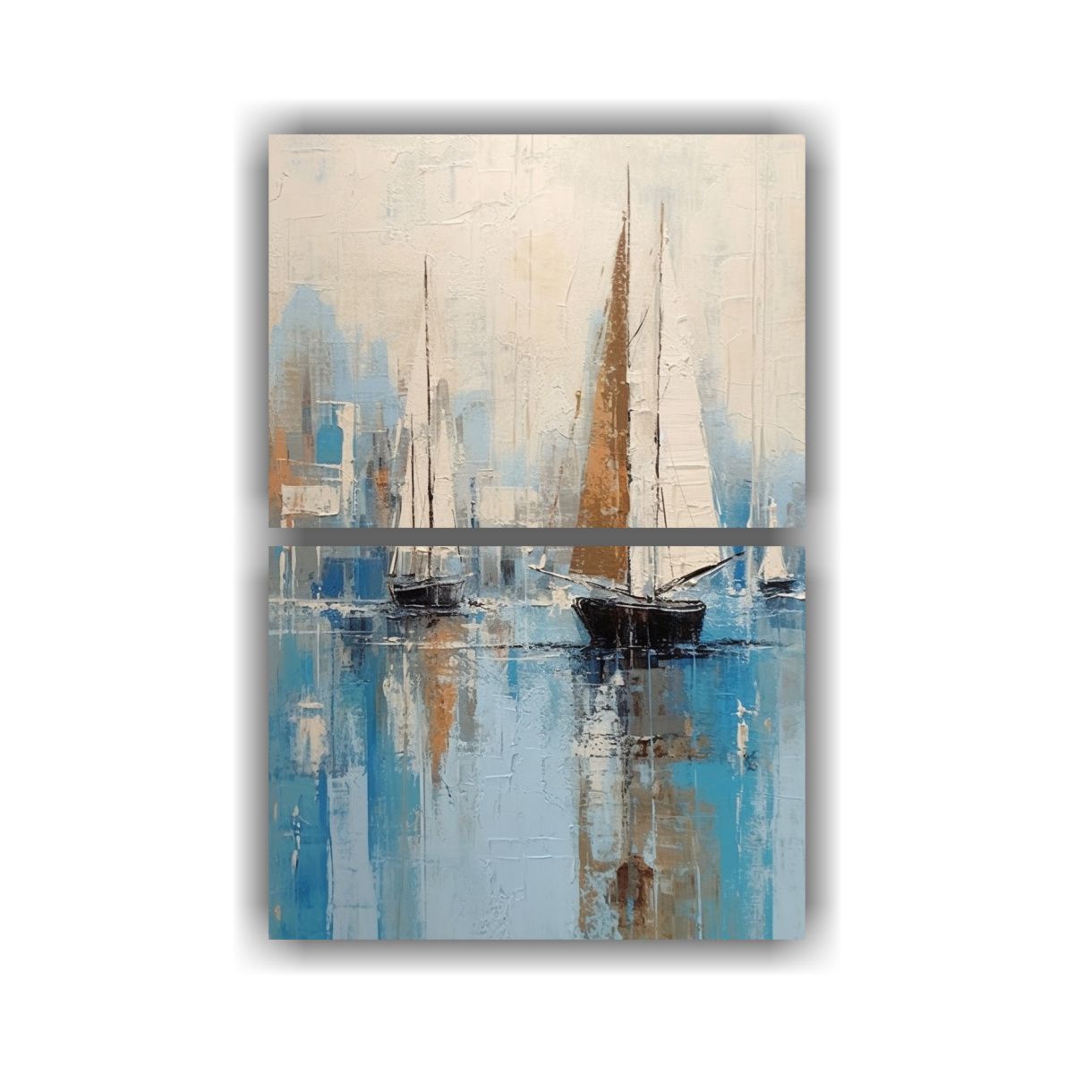 GENERICO - Pintura Abstracta De Barcos En Exposición Para 75x100 Cm