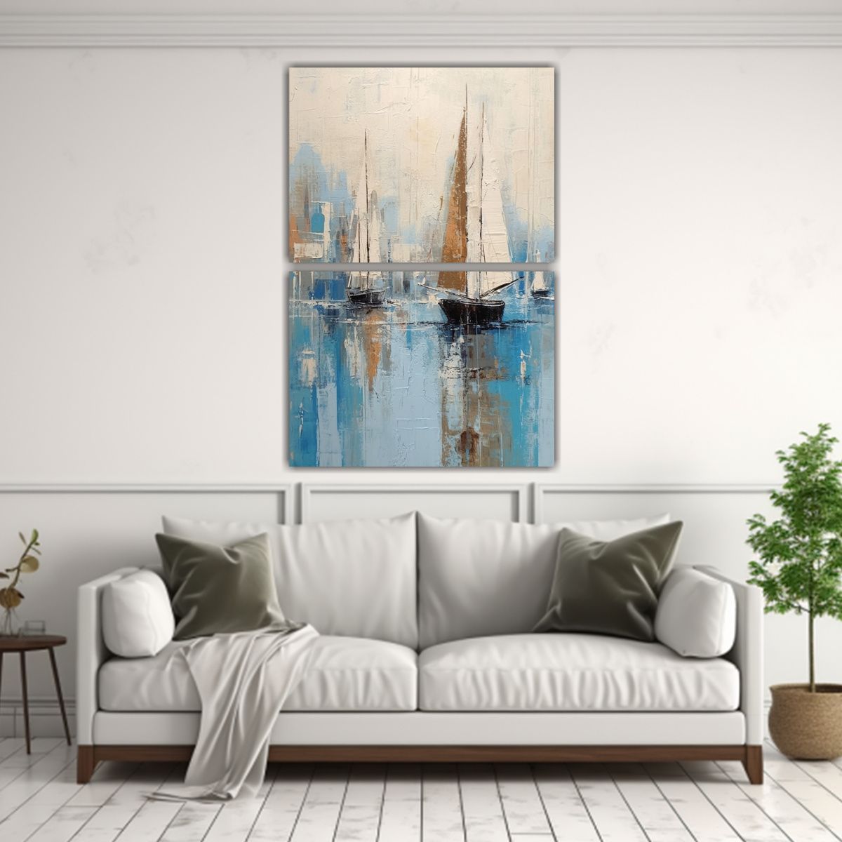 GENERICO - Pintura Abstracta De Barcos En Exposición Para 50x80 Cm