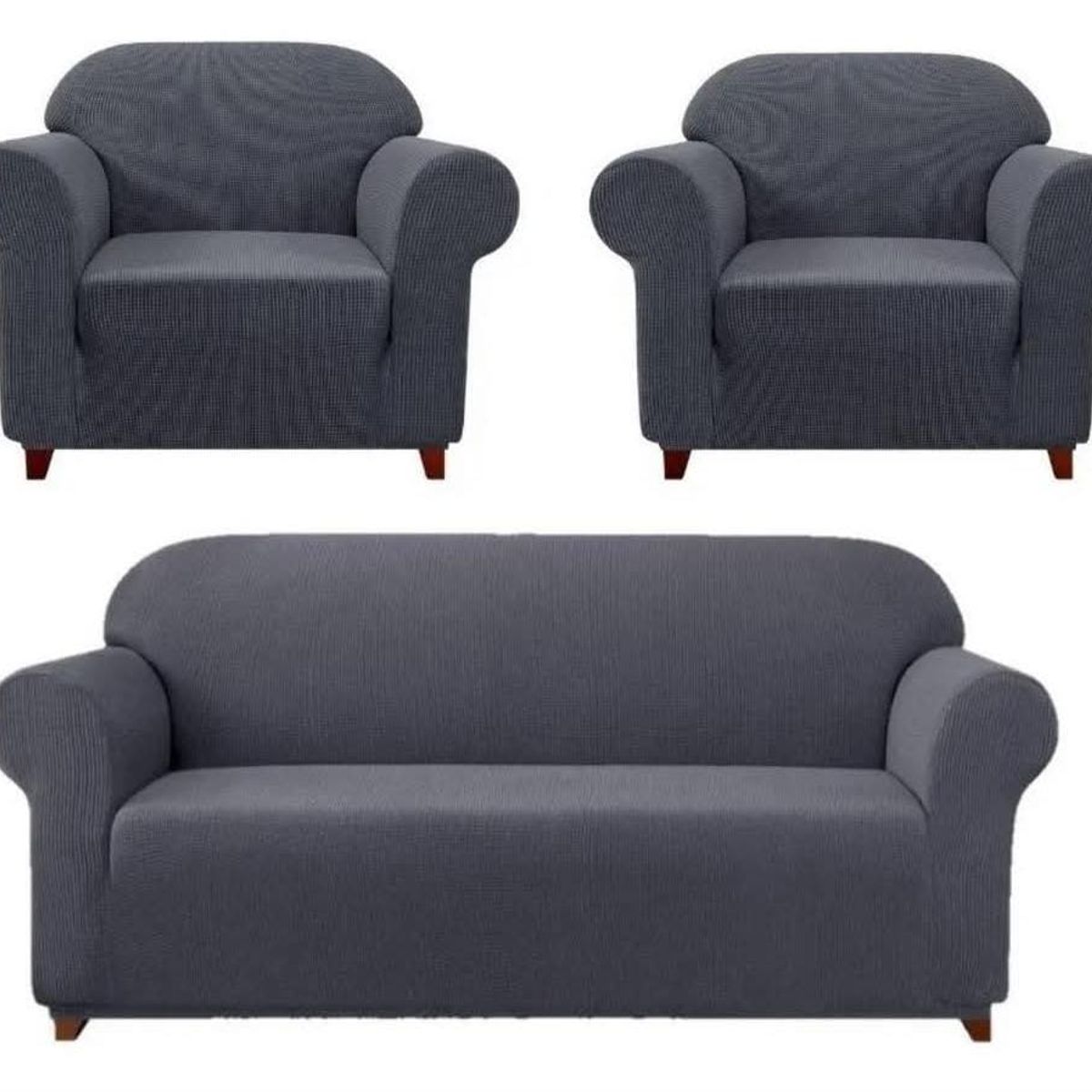 GENERICO - Fundas sofa 3+1+1 texturizado set cubre sillón gris