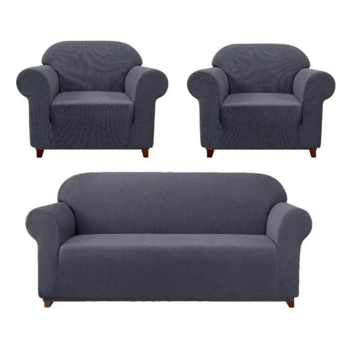 GENERICO - Fundas sofa 3+1+1 texturizado set cubre sillón gris