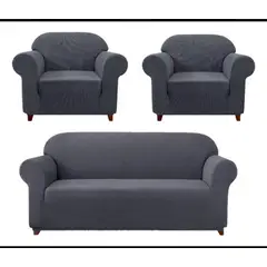GENERICO - Fundas sofa 3+1+1 texturizado set cubre sillón gris