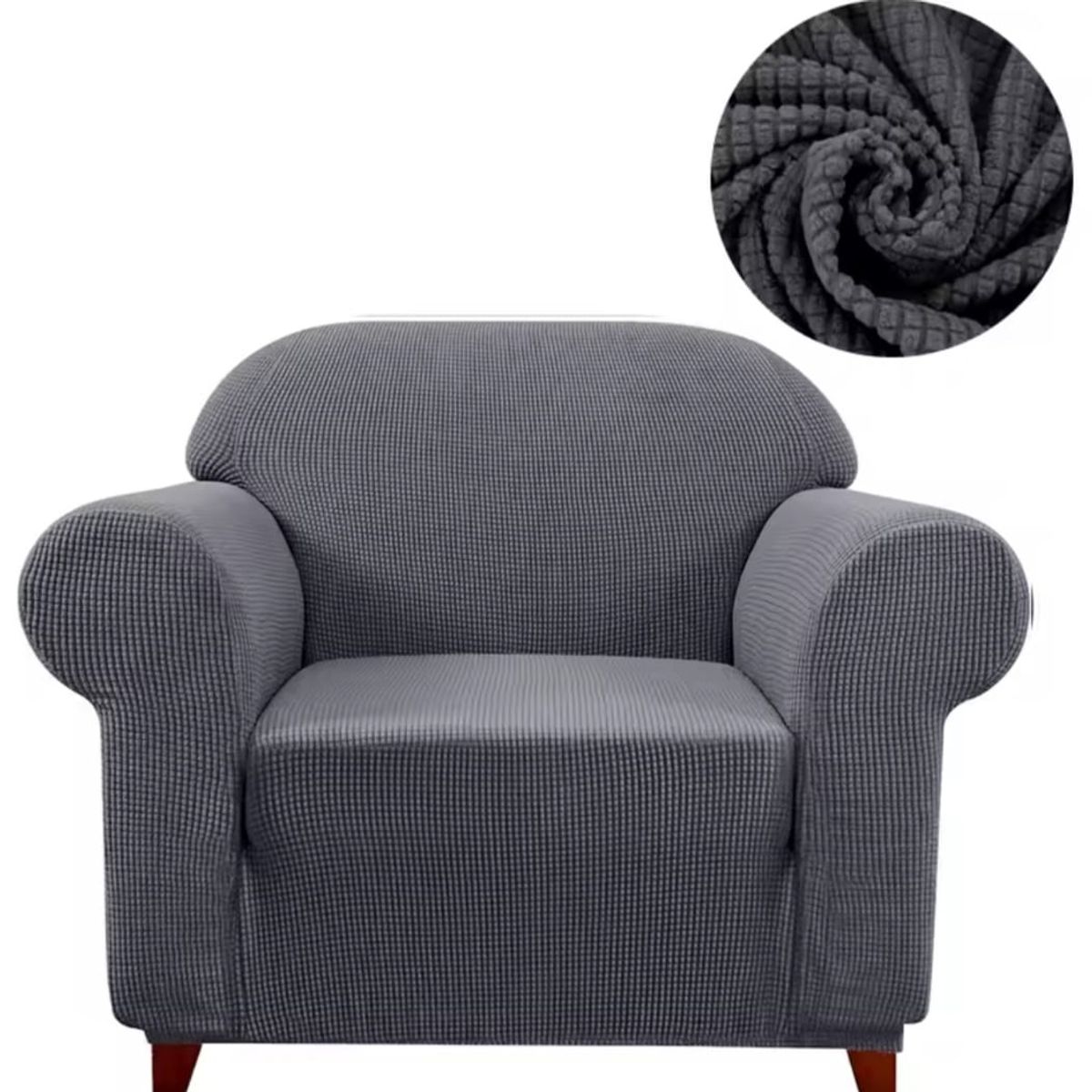 GENERICO - Fundas sofa 3+1+1 texturizado set cubre sillón gris