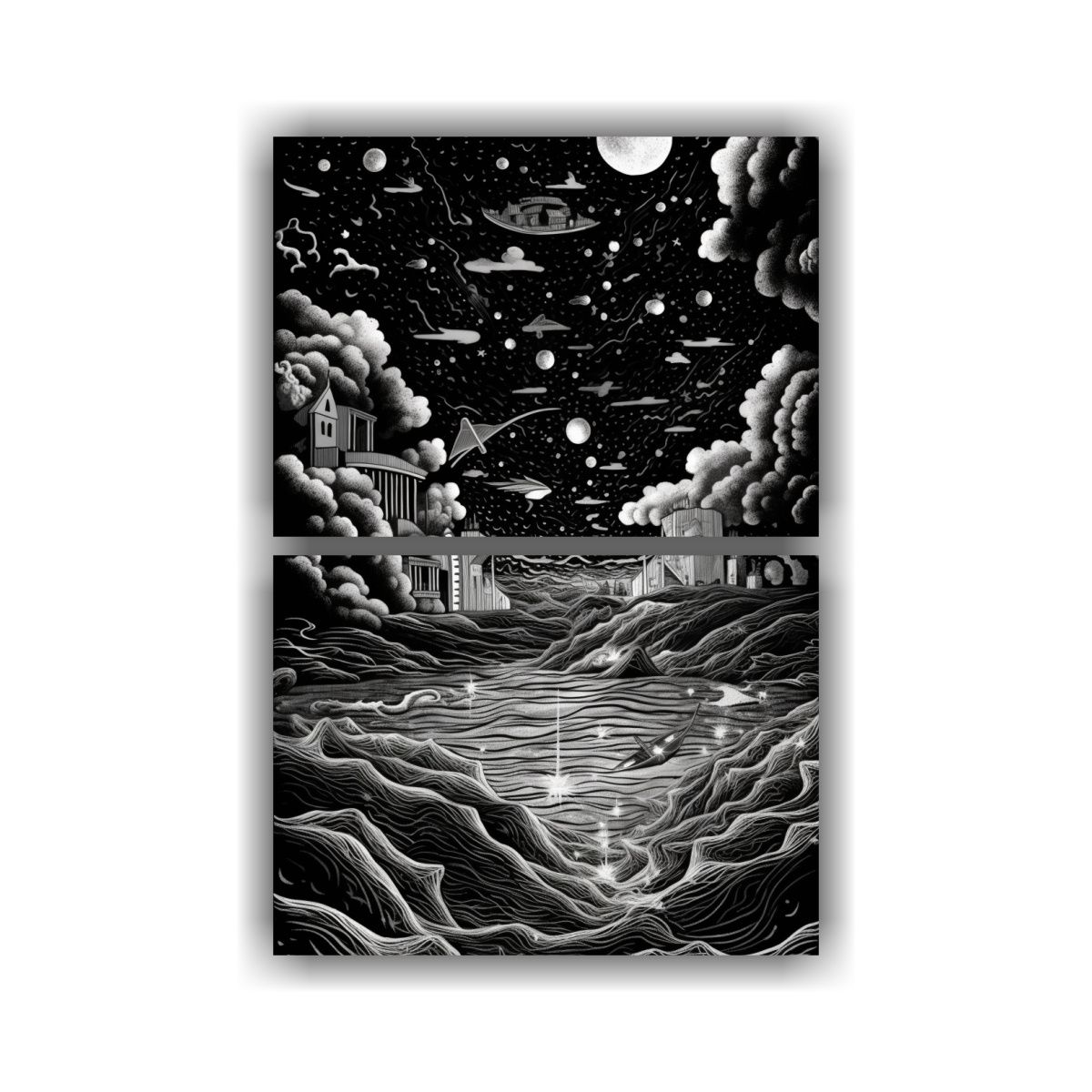 GENERICO - Pinturas Decorativas De Dos Canvas Finas Lineas 75x100 Cm