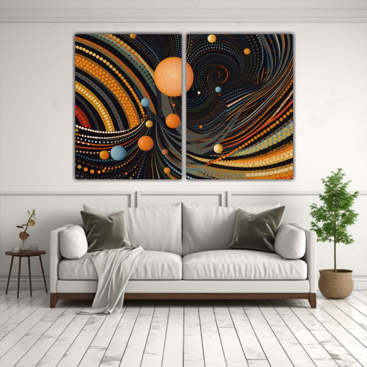 GENERICO - Cuadros Abstracción Cósmica Op Art Sistema 100x65 Cm