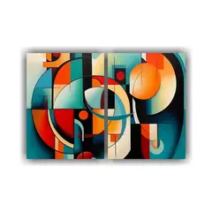 GENERICO - Conjunto 2 Cuadros Dibujo Alegre Estilo Abstracto 100x65 Cm