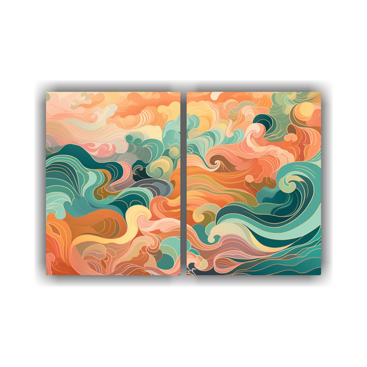 GENERICO - Pintura Abstracta Africana Con Ondas En Colores 100x65 Cm