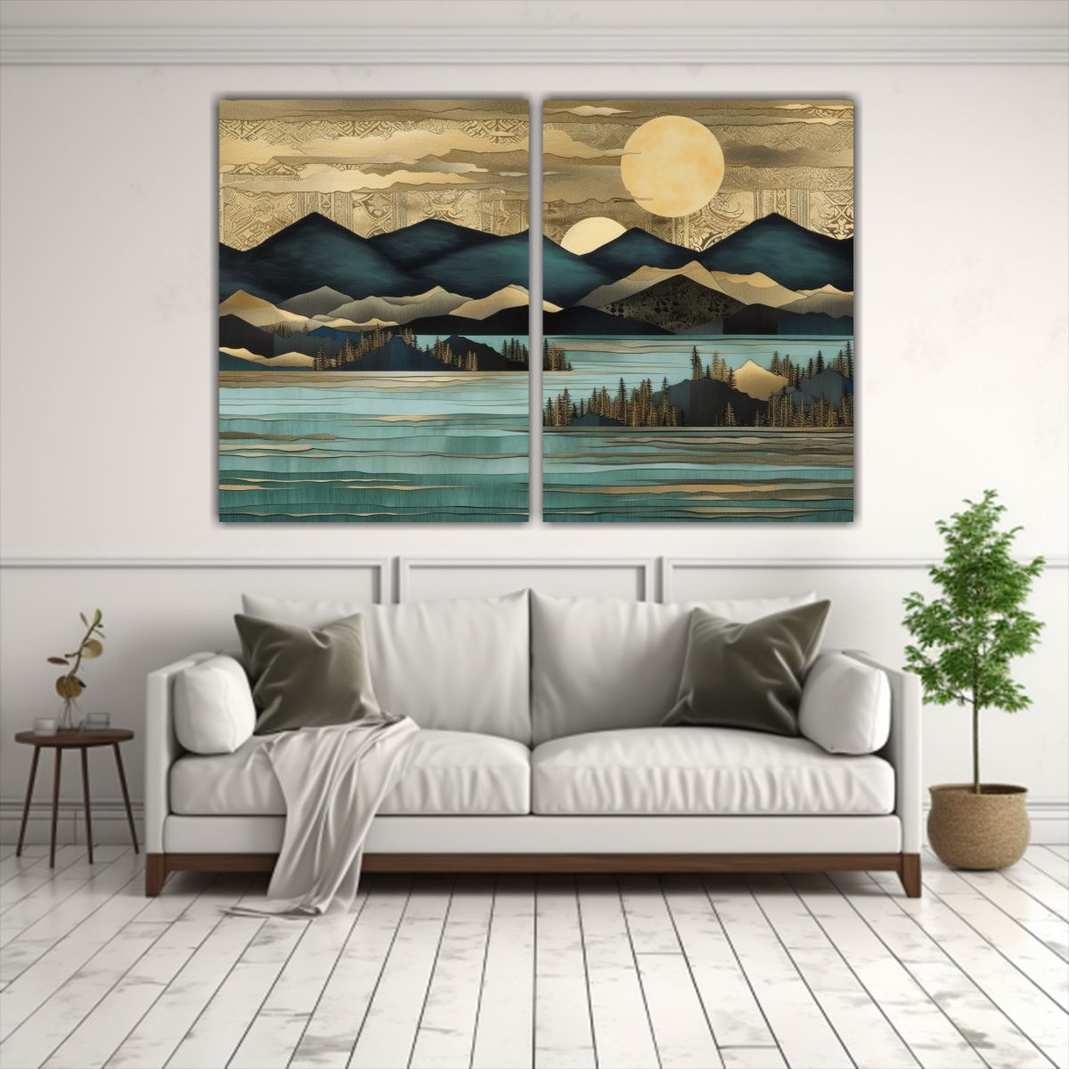 GENERICO - Tapiz Minimalista De Montañas Y Luna En Estilo 100x75 Cm