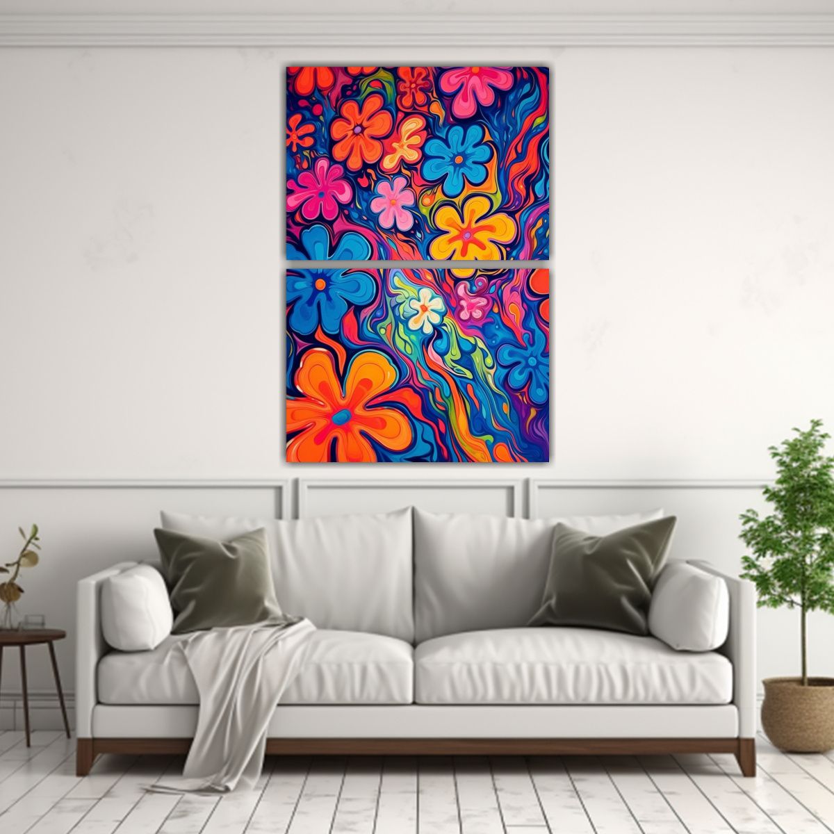 GENERICO - Pinturas Abstractas Estilo Hippy Flower Power 120x160 Cm