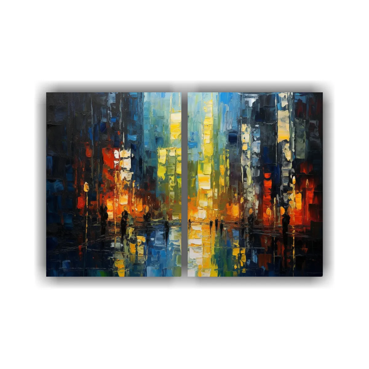 GENERICO - Cuadro Abstracto Azul Rojo Verde Amarillo Para 100x75 Cm