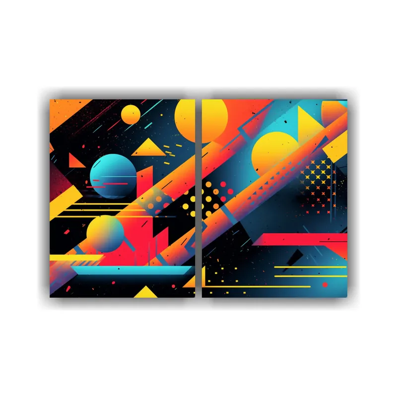 GENERICO - Pinturas Abstractas Adorables Estilo Años 80 Con 100x65 Cm