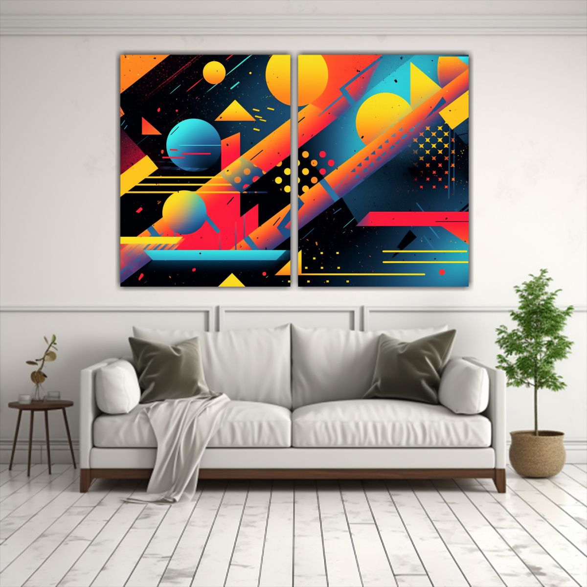 GENERICO - Pinturas Abstractas Adorables Estilo Años 80 Con 100x75 Cm