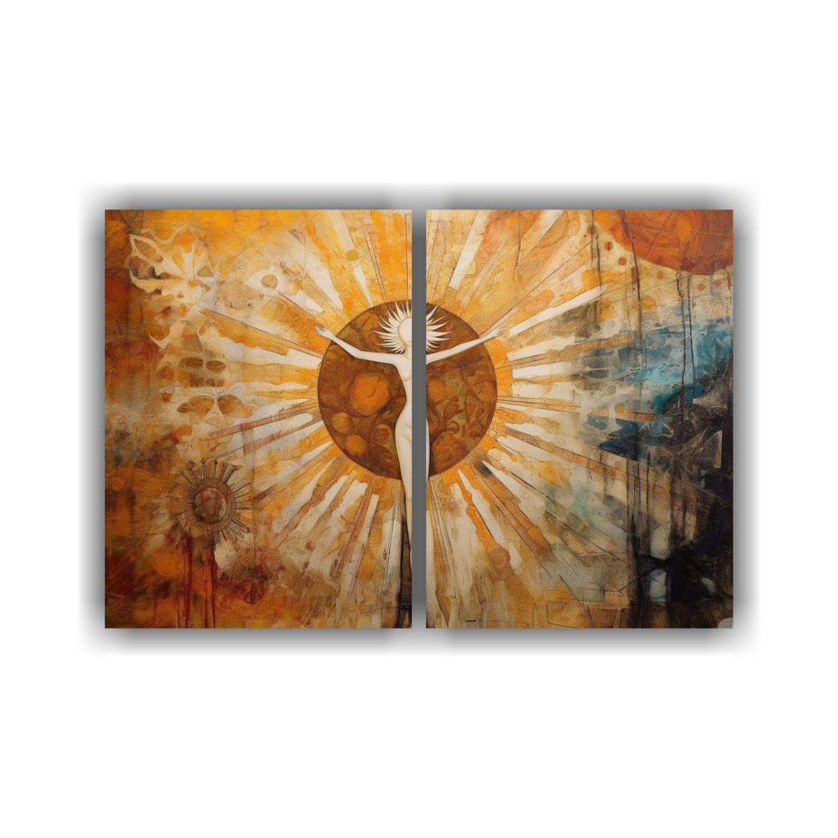 GENERICO - Pintura Mixta De Equilibrio Visual Con Símbolo 100x65 Cm