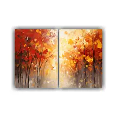 GENERICO - Pintura Al óleo Abstracta De Paisaje Otoñal 100x75 Cm