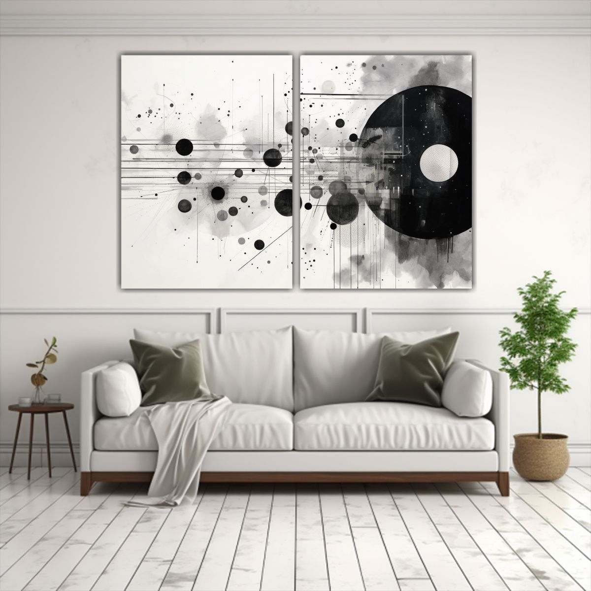 GENERICO - Pintura Moderna En Blanco Y Negro Con Motivo 100x65 Cm