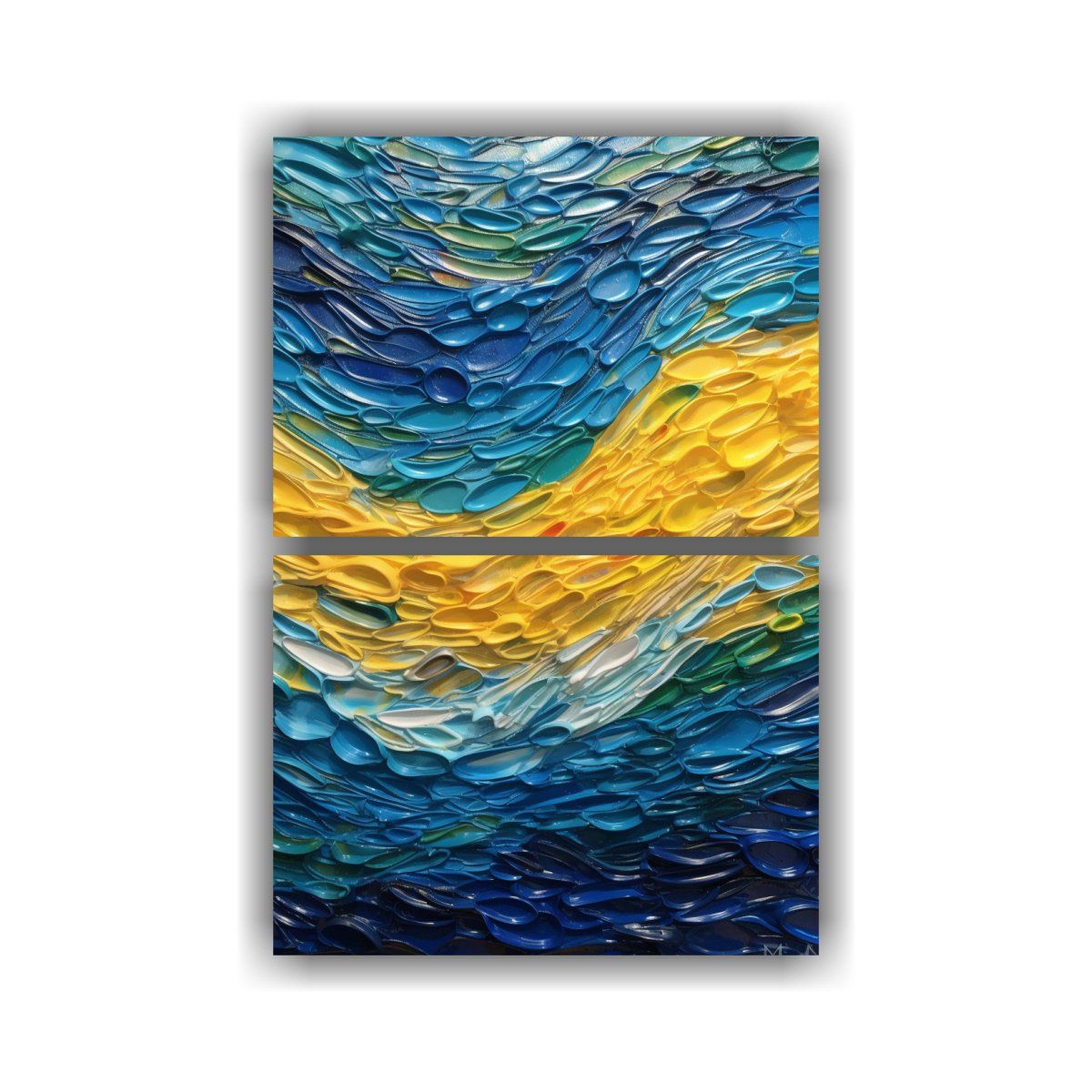 GENERICO - Artes De Pared Decorativas Ondas Azules Y 120x160 Cm