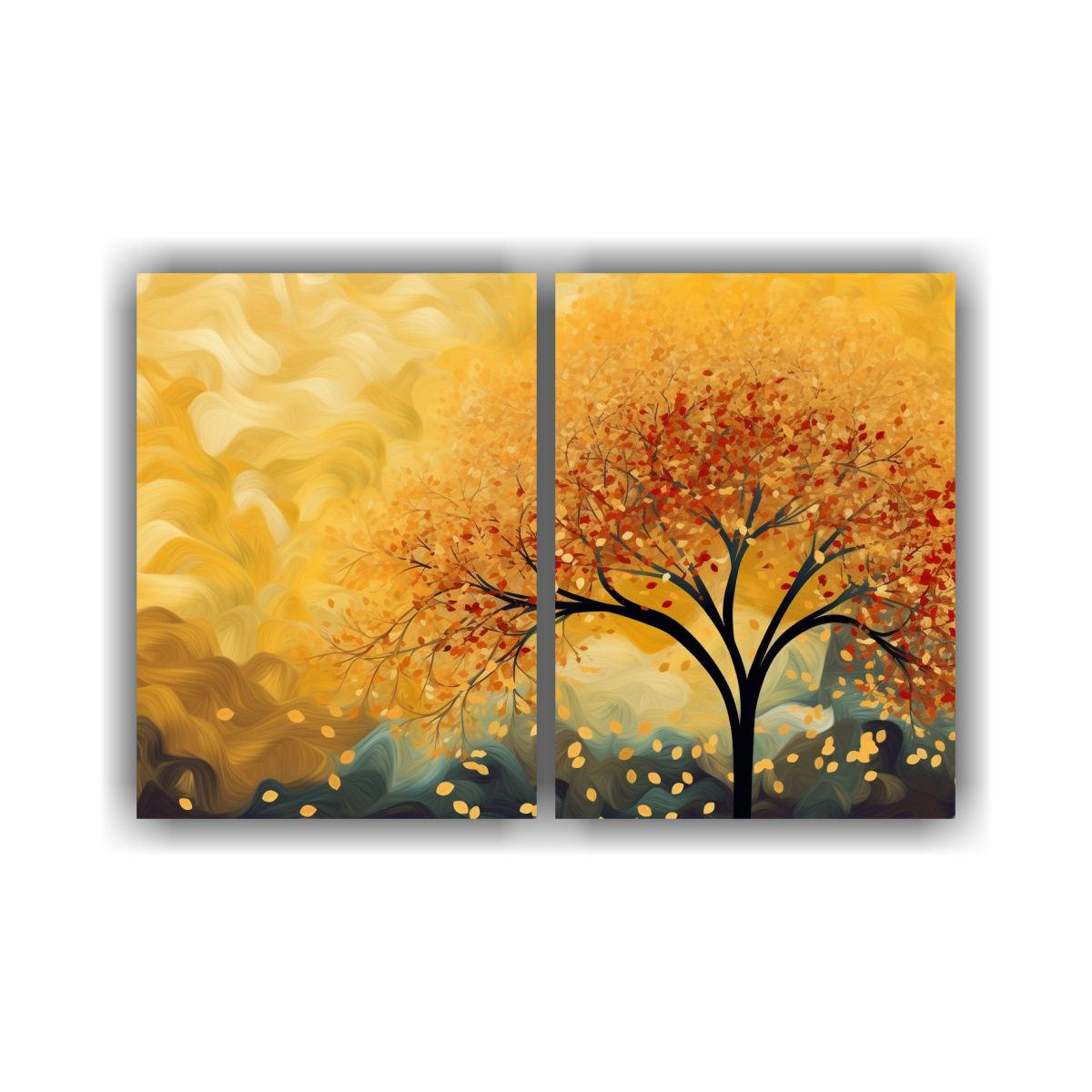 GENERICO - Pinturas Abstractas Alegres De árbol Amarillo 100x65 Cm
