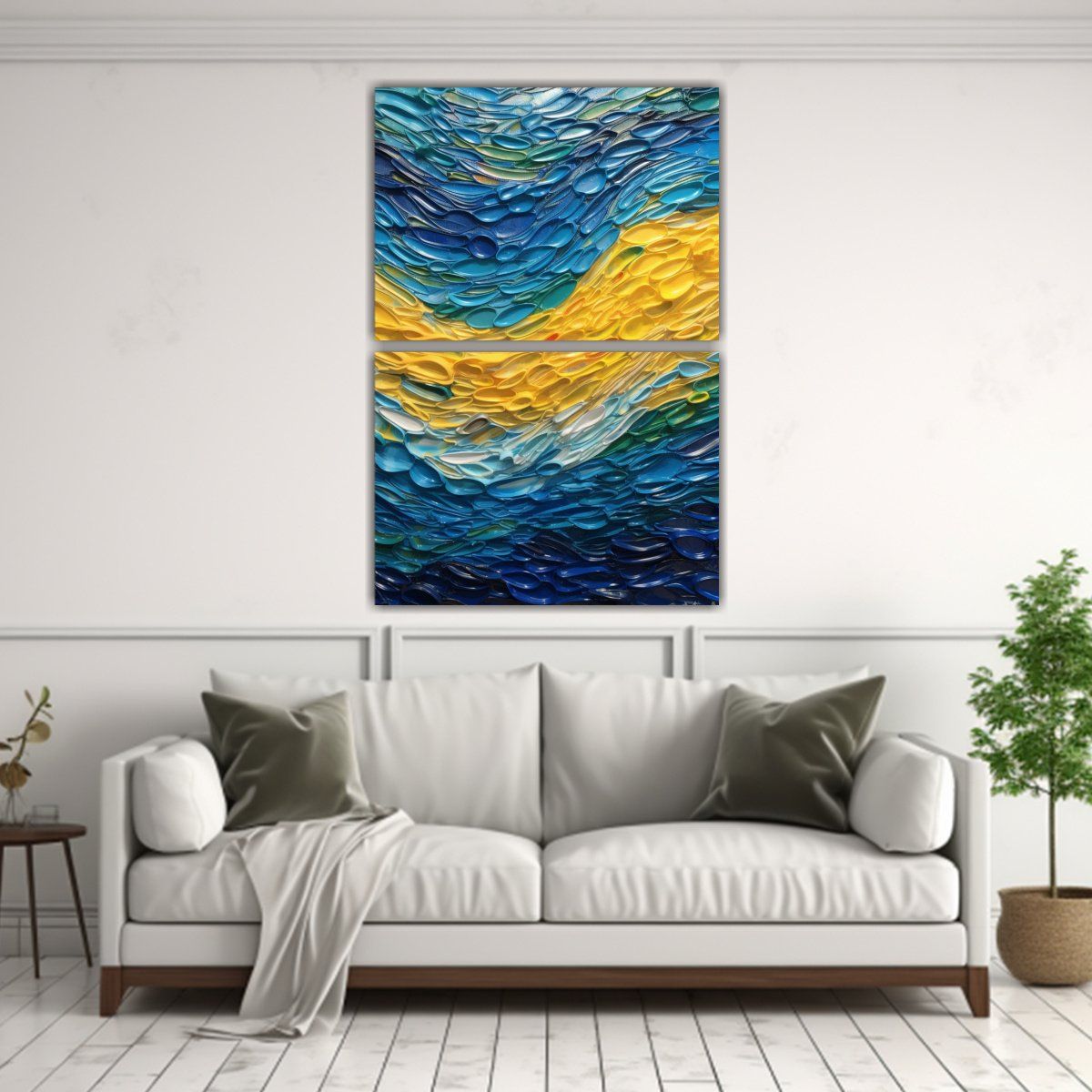 GENERICO - Artes De Pared Decorativas Ondas Azules Y 75x100 Cm