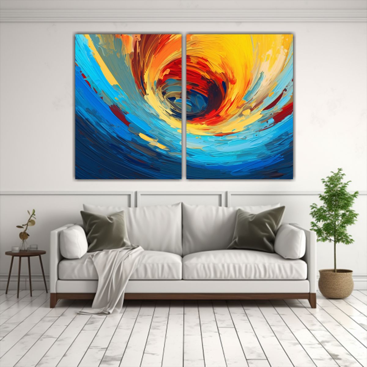 GENERICO - Cuadro Lienzo Tela Abstracto Amarillo Azul 100x75 Cm