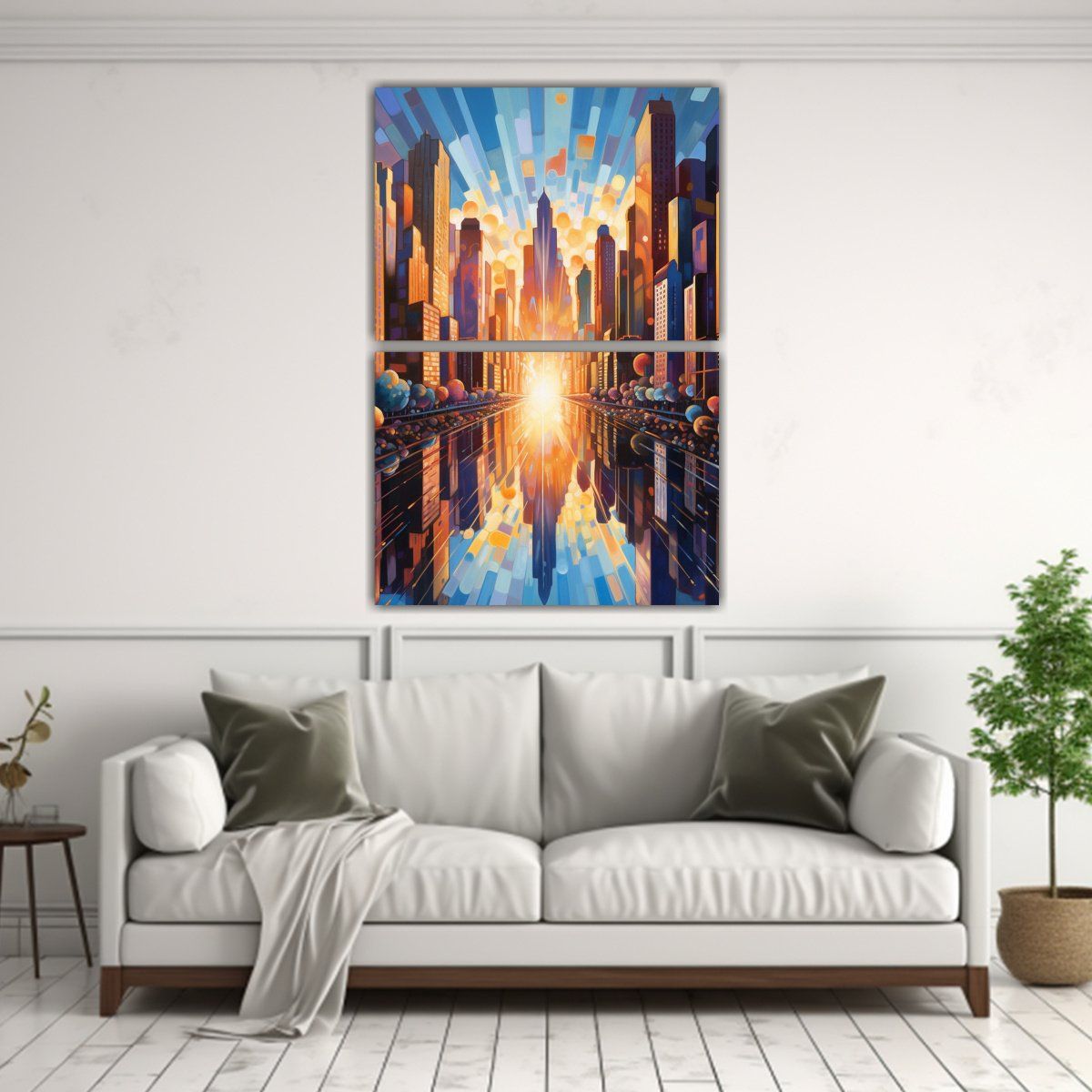 GENERICO - Pintura Floral De La Ciudad Con Movimiento En Dos 65x100 Cm