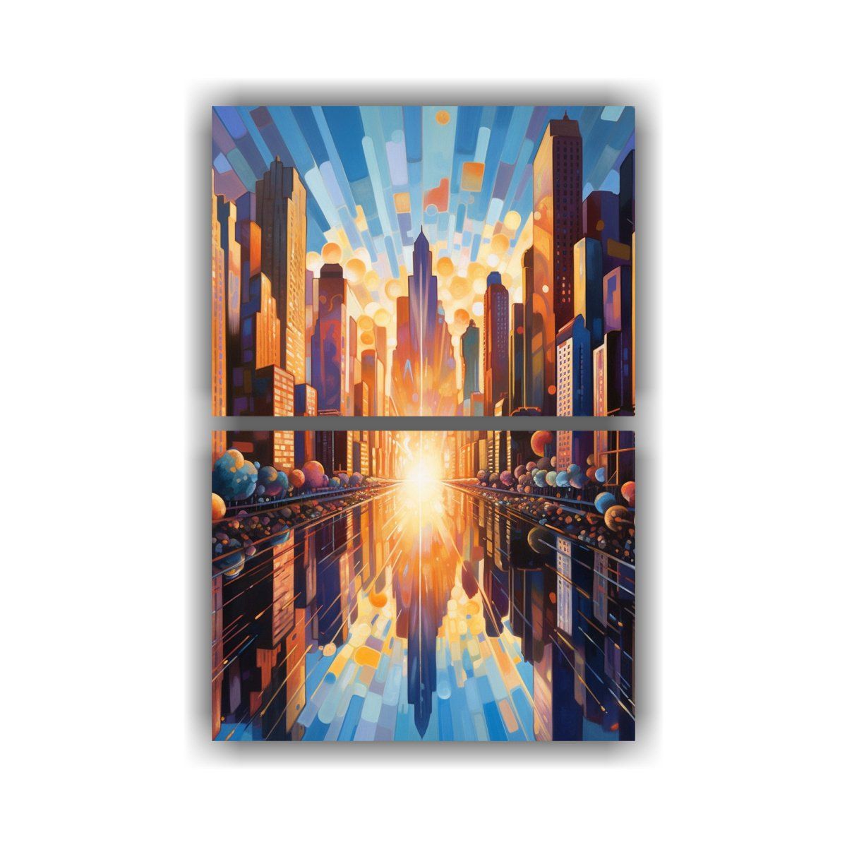 GENERICO - Pintura Floral De La Ciudad Con Movimiento En Dos 50x80 Cm