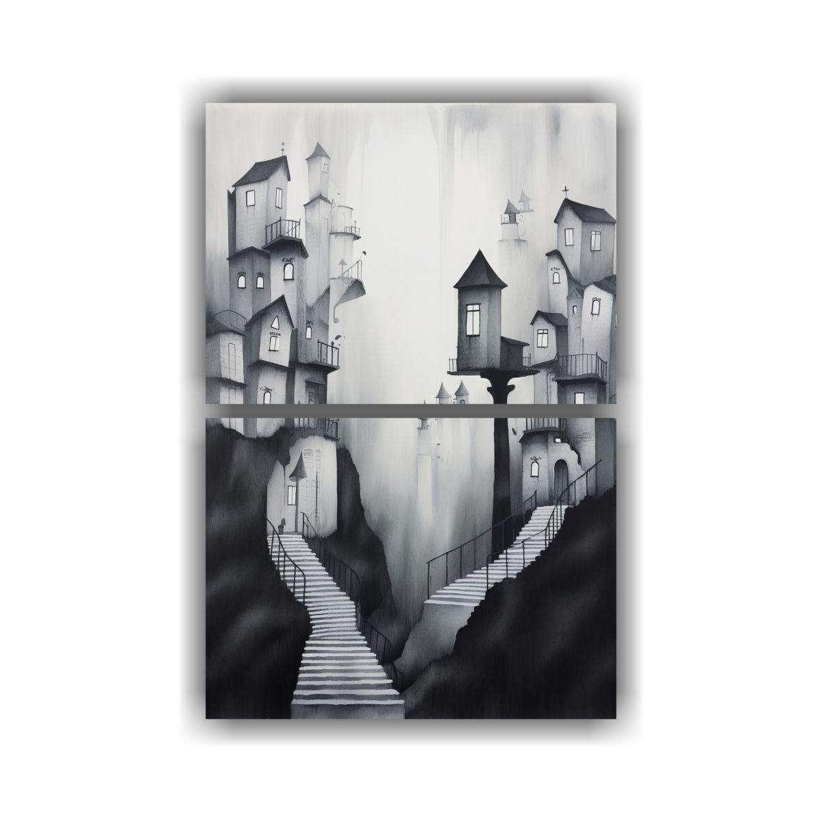 GENERICO - Pintura Ciudad Niebla Mundo Fantástico 60x80 Cm