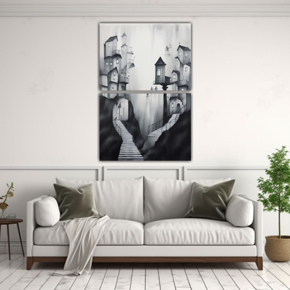 GENERICO - Pintura Ciudad Niebla Mundo Fantástico 60x80 Cm