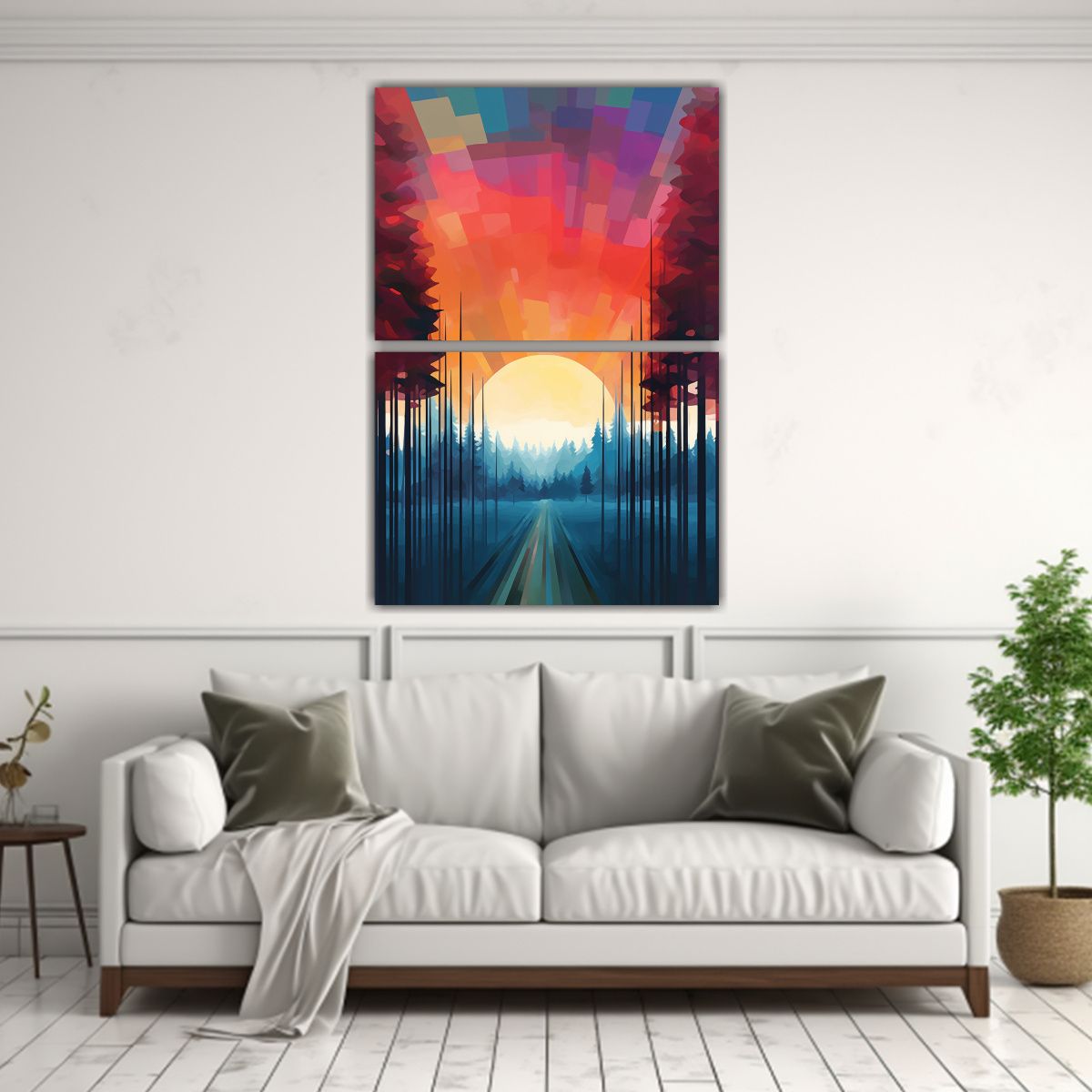 GENERICO - Paisaje Moderno Vibrante Y Elegante Con Líneas 120x160 Cm