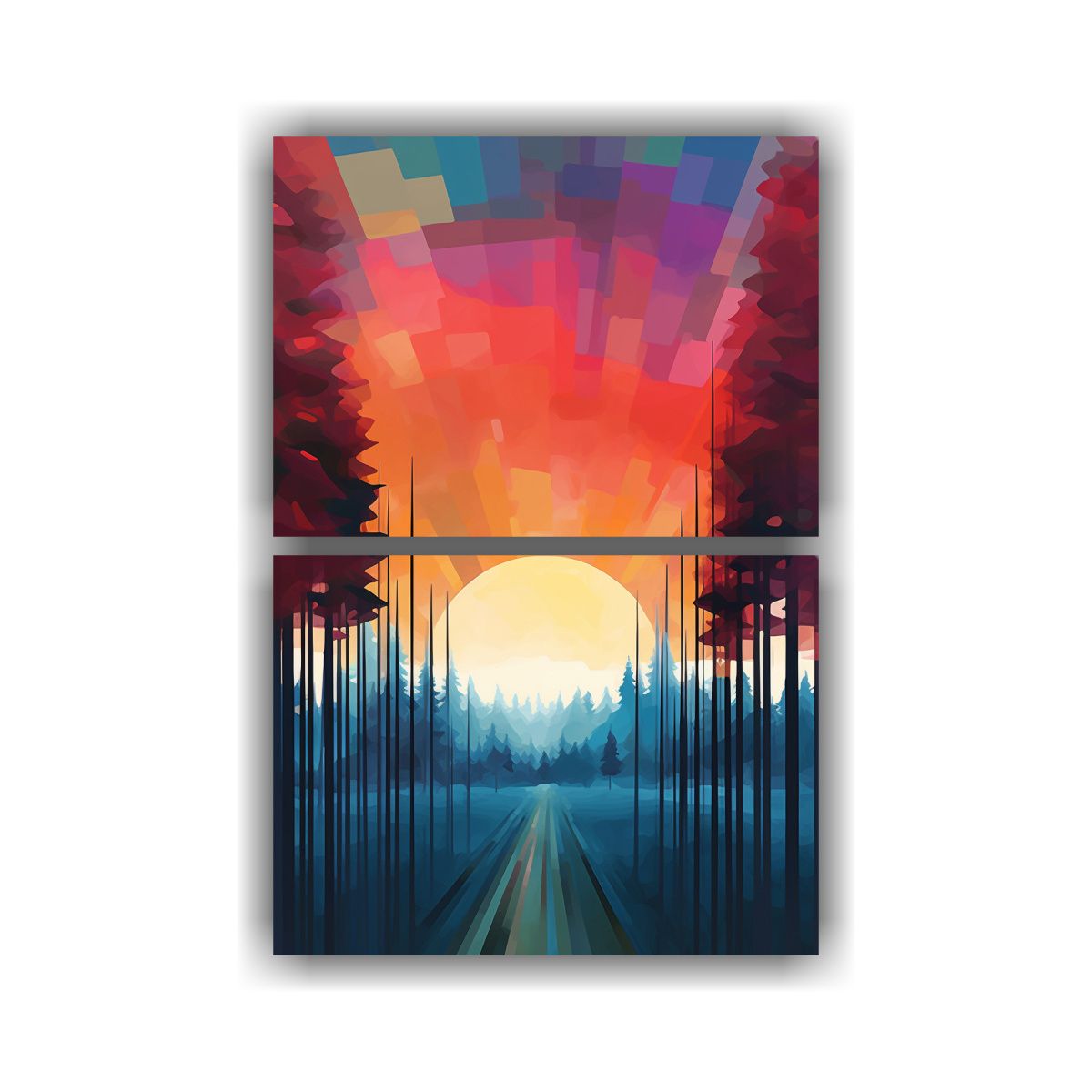 GENERICO - Paisaje Moderno Vibrante Y Elegante Con Líneas 75x100 Cm