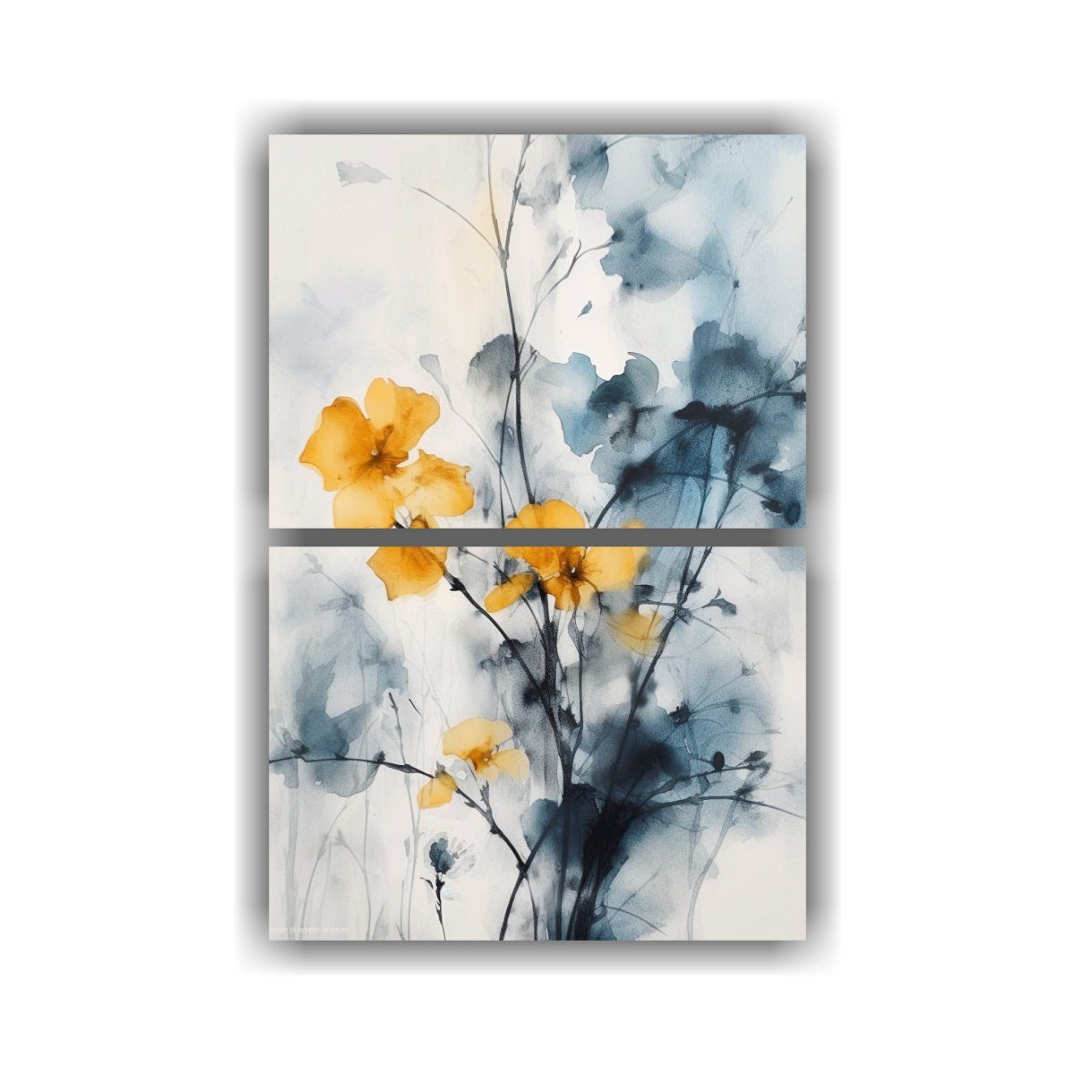 GENERICO - Pintura Abstracta De Flores Azules En Venta 65x100 Cm