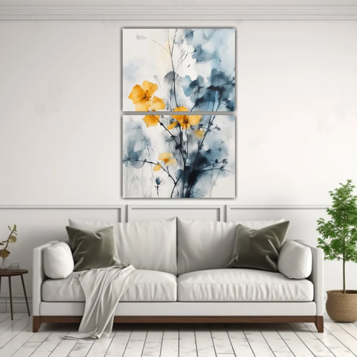 GENERICO - Pintura Abstracta De Flores Azules En Venta 60x80 Cm