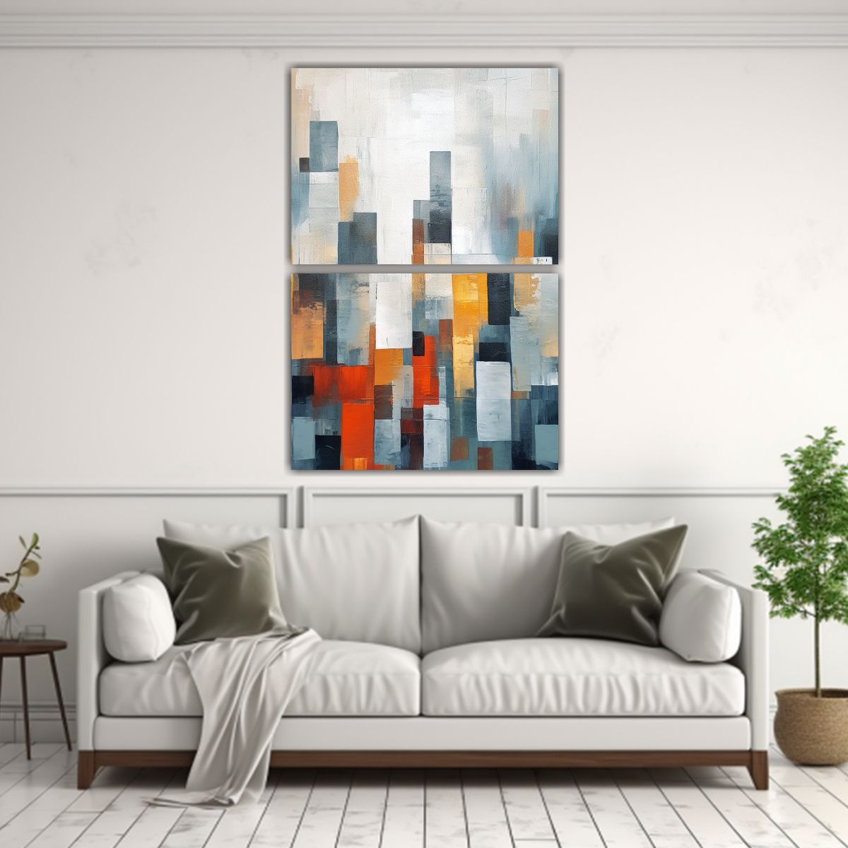 GENERICO - Conjunto 2 Lienzos Tela Abstracción Calma 50x80 Cm