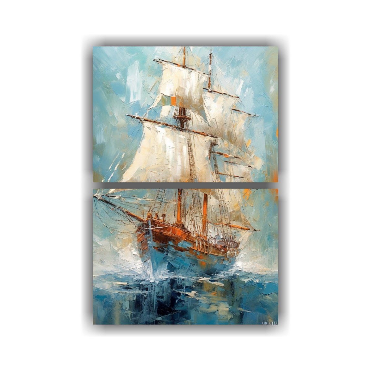 GENERICO - Pintura Decorativa Estilo Gestual Barco De Vela 50x80 Cm