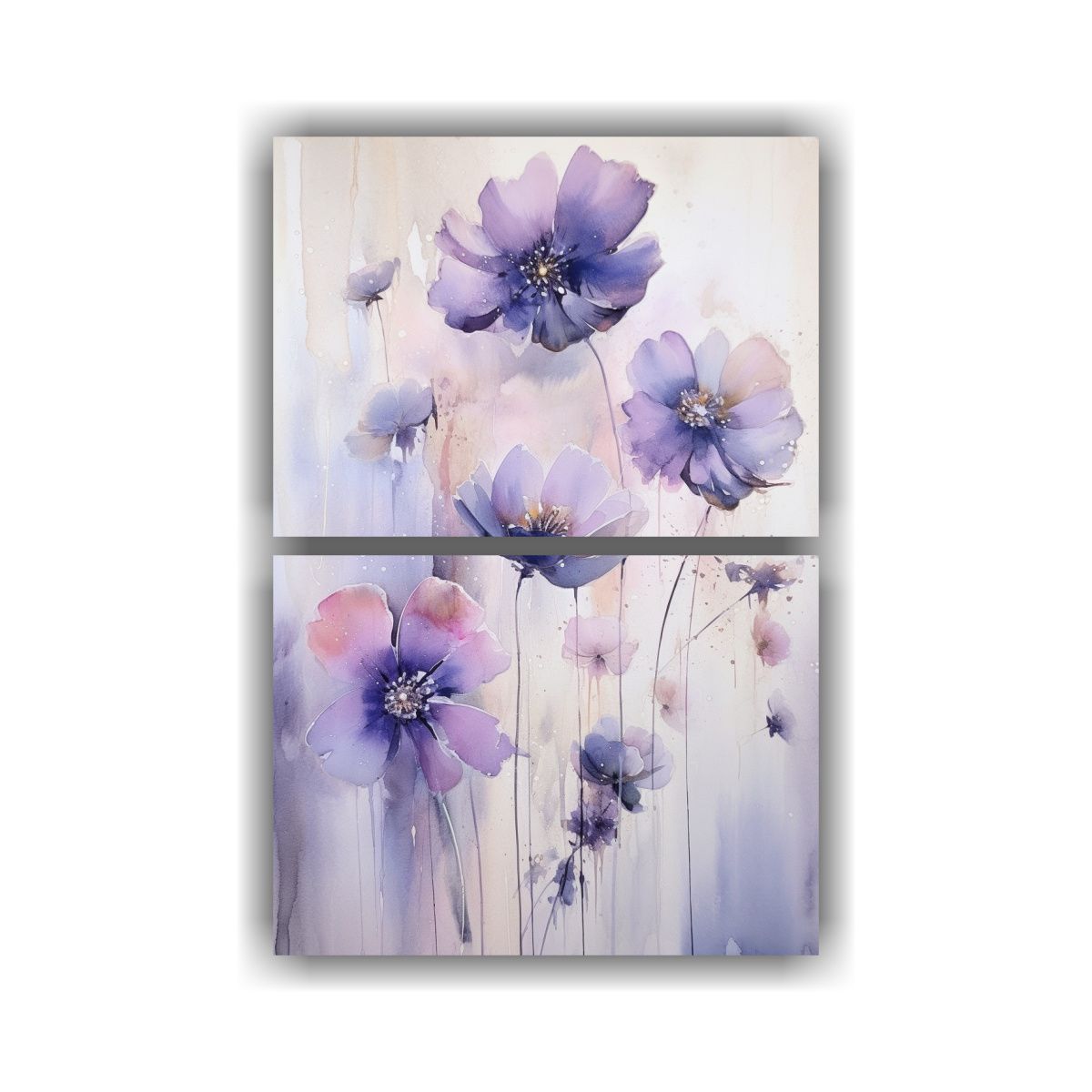 GENERICO - Pintura Flores Sobre Fondo Gris Estilo L Decor 50x80 Cm