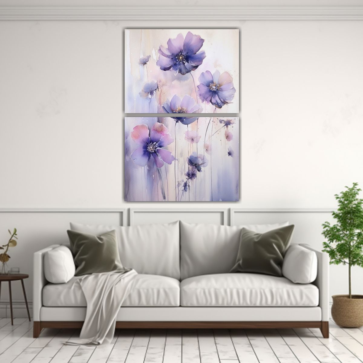 GENERICO - Pintura Flores Sobre Fondo Gris Estilo L Decor 50x80 Cm