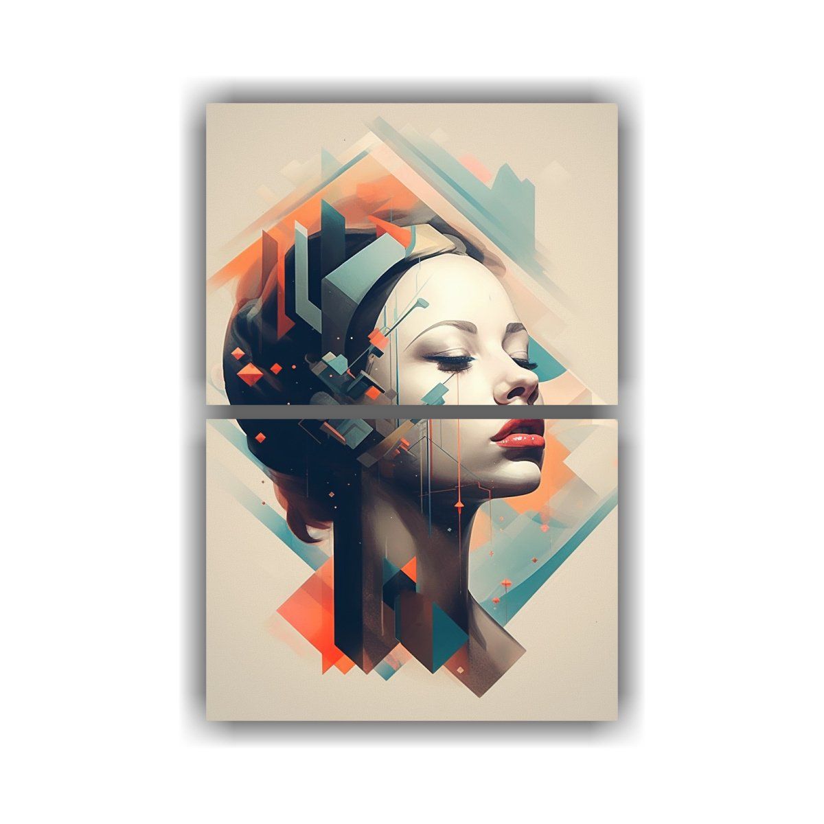 GENERICO - Conjunto 2 Lienzos De Tela Tonos Composición 120x160 Cm