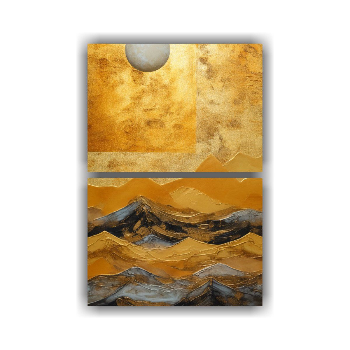 GENERICO - Pintura Abstracta Amanecer Y Crepúsculo Dorado 50x80 Cm