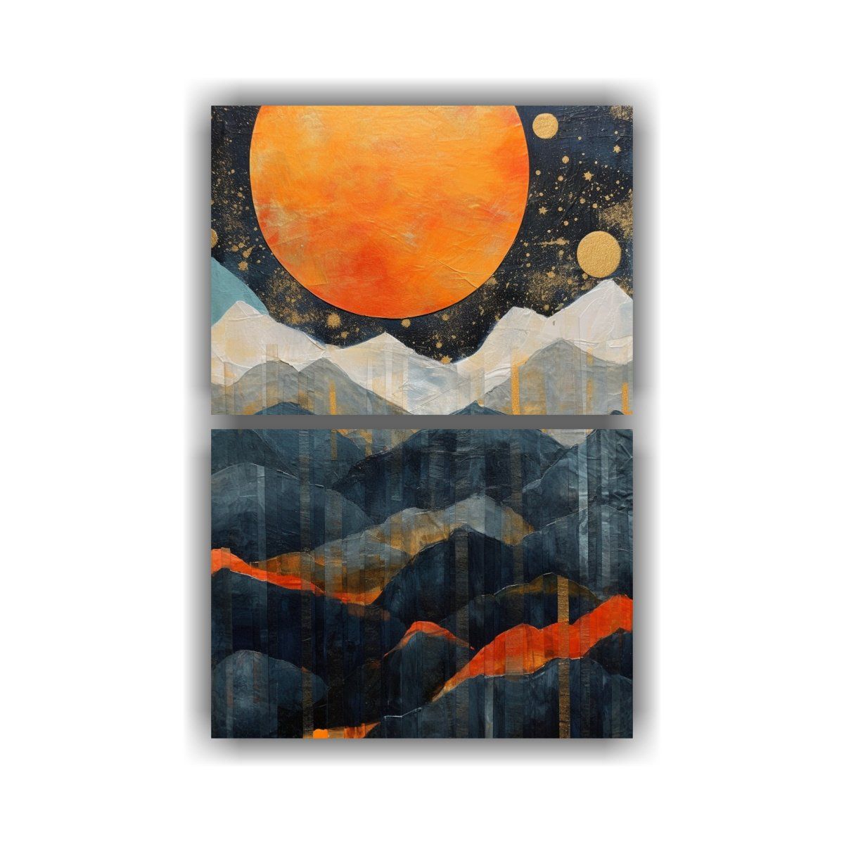 GENERICO - Cuadro Paisaje Montañas Y Sol Estilo Refinado 65x100 Cm