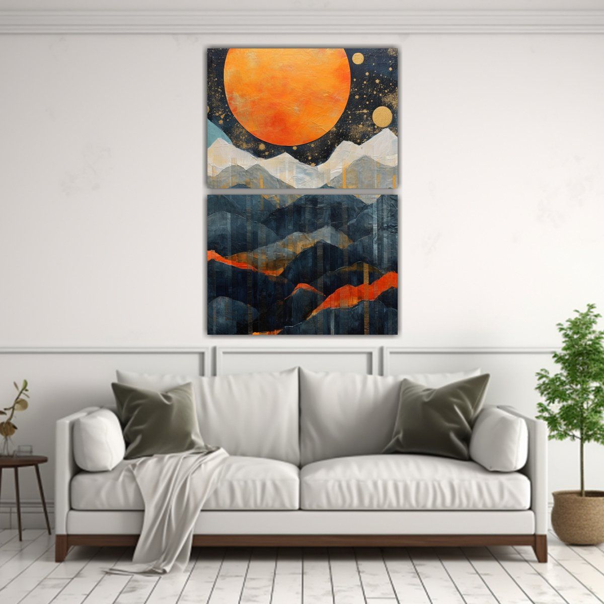 GENERICO - Cuadro Paisaje Montañas Y Sol Estilo Refinado 65x100 Cm