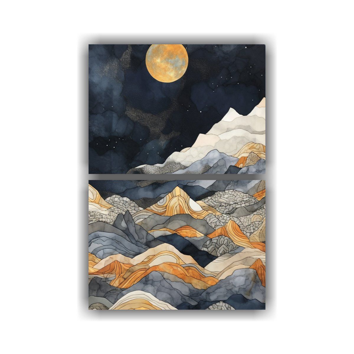 GENERICO - Pintura Acuarela Abstracta Montañas En Bastidor 50x80 Cm