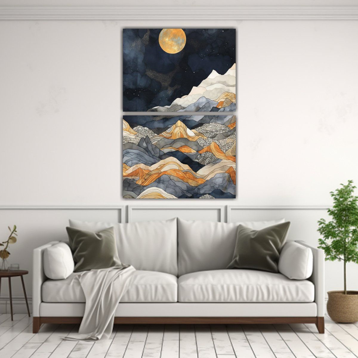 GENERICO - Pintura Acuarela Abstracta Montañas En Bastidor 50x80 Cm