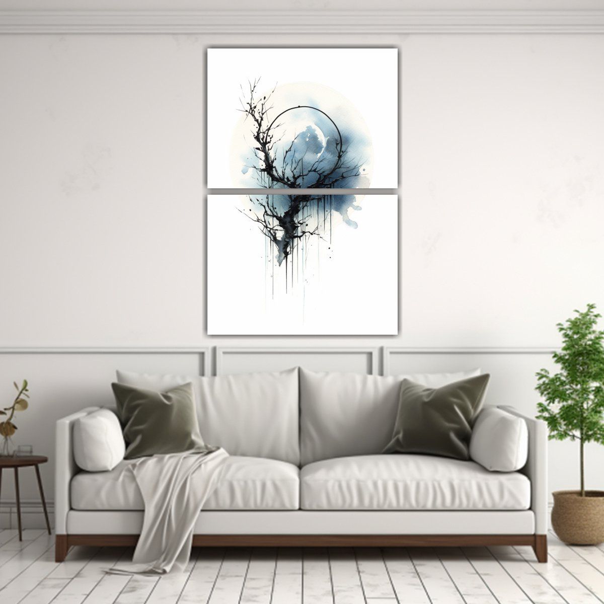 GENERICO - Cuadro Decorativo Luna Con Ramas Grandes En 50x80 Cm