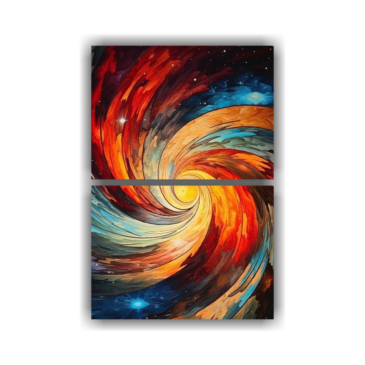 GENERICO - Cuadro Abstracto Multicolor Vidriera Galáctica 60x80 Cm