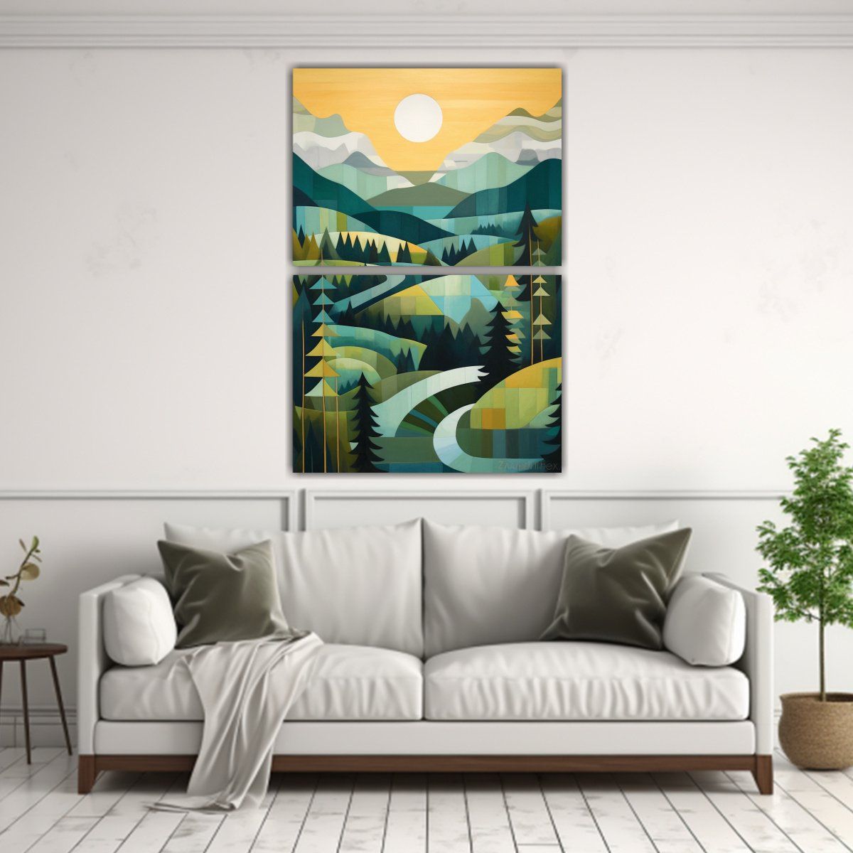 GENERICO - Pintura Al óleo Lienzo Colinas Montañas 50x80 Cm